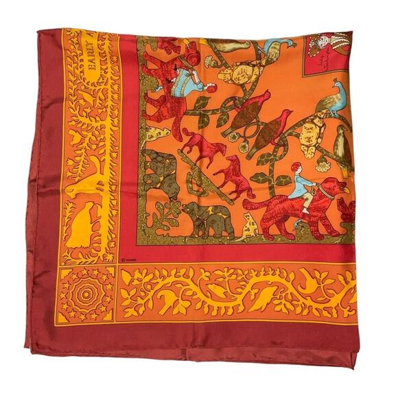 Hermes Carré 90 EARLY AMERICA Red Silk Scarf  Boxed NWT - Picture 8 of 16